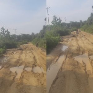 Warga Sungai Muandau Keluhkan Jalan Desanya Yang Rusak dan Tergenang Air Hingga Nyaris Terputus